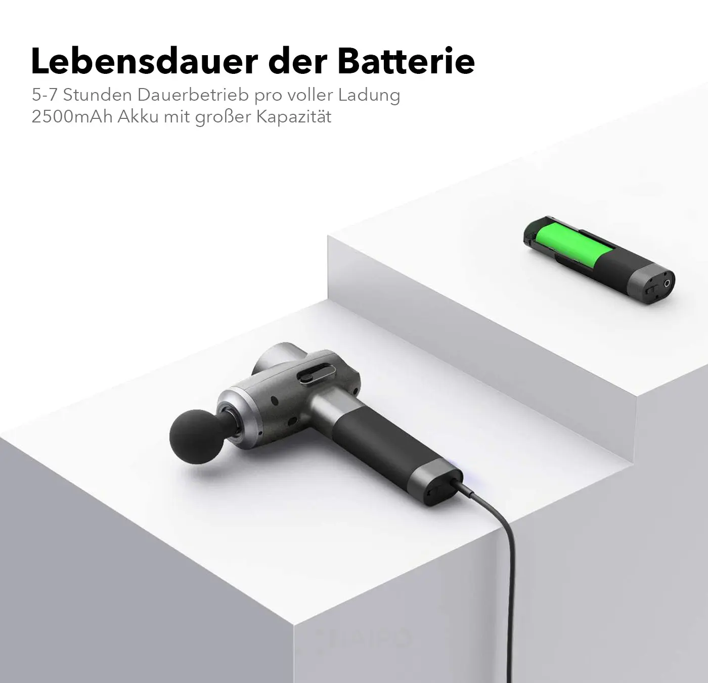 NAIPO® Pro - Massagepistole, einstellbare Intensität, inkl. 5 Aufsätze für Nacken, Schulter, Rücken - Image 12