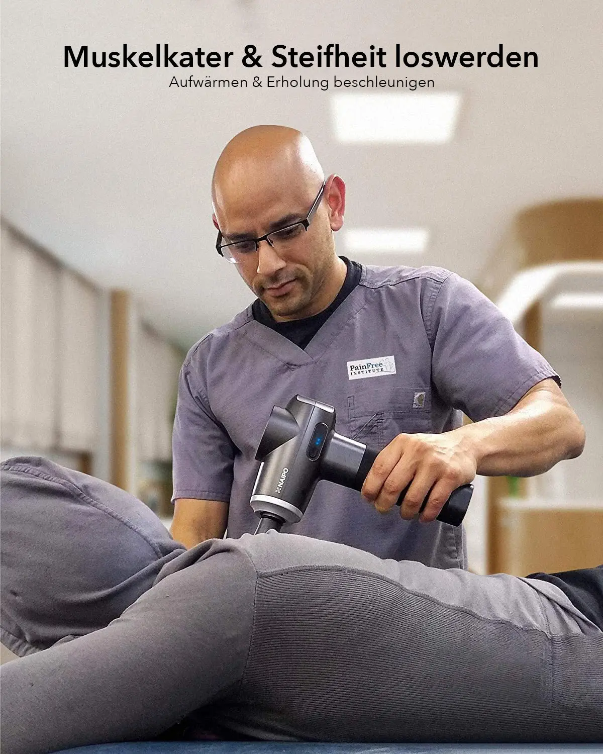 NAIPO® Pro - Massagepistole, einstellbare Intensität, inkl. 5 Aufsätze für Nacken, Schulter, Rücken - Image 8