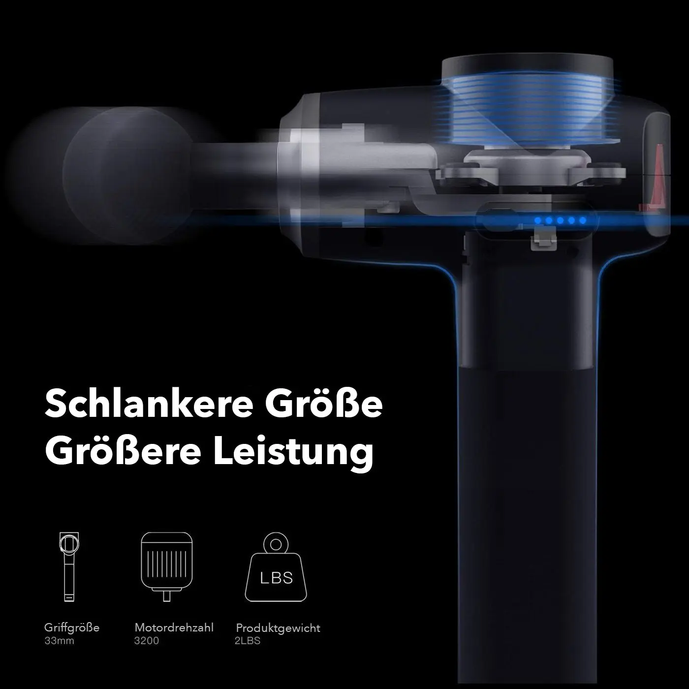 NAIPO® Pro - Massagepistole, einstellbare Intensität, inkl. 5 Aufsätze für Nacken, Schulter, Rücken - Image 9