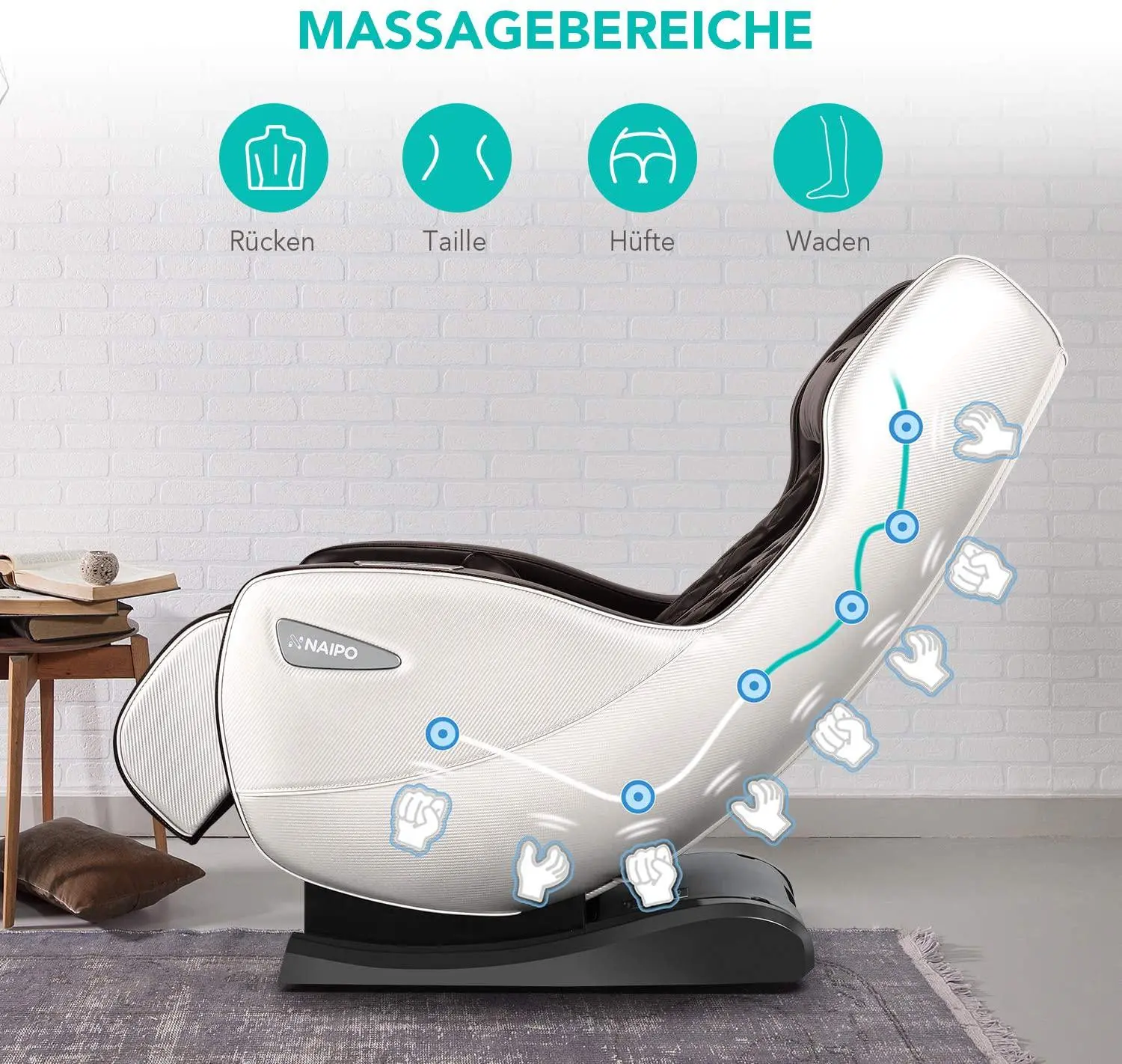 NAIPO Premium Massagesessel, Design-Award, Bluetooth, Liegefunktion, Space-Saving - Image 3