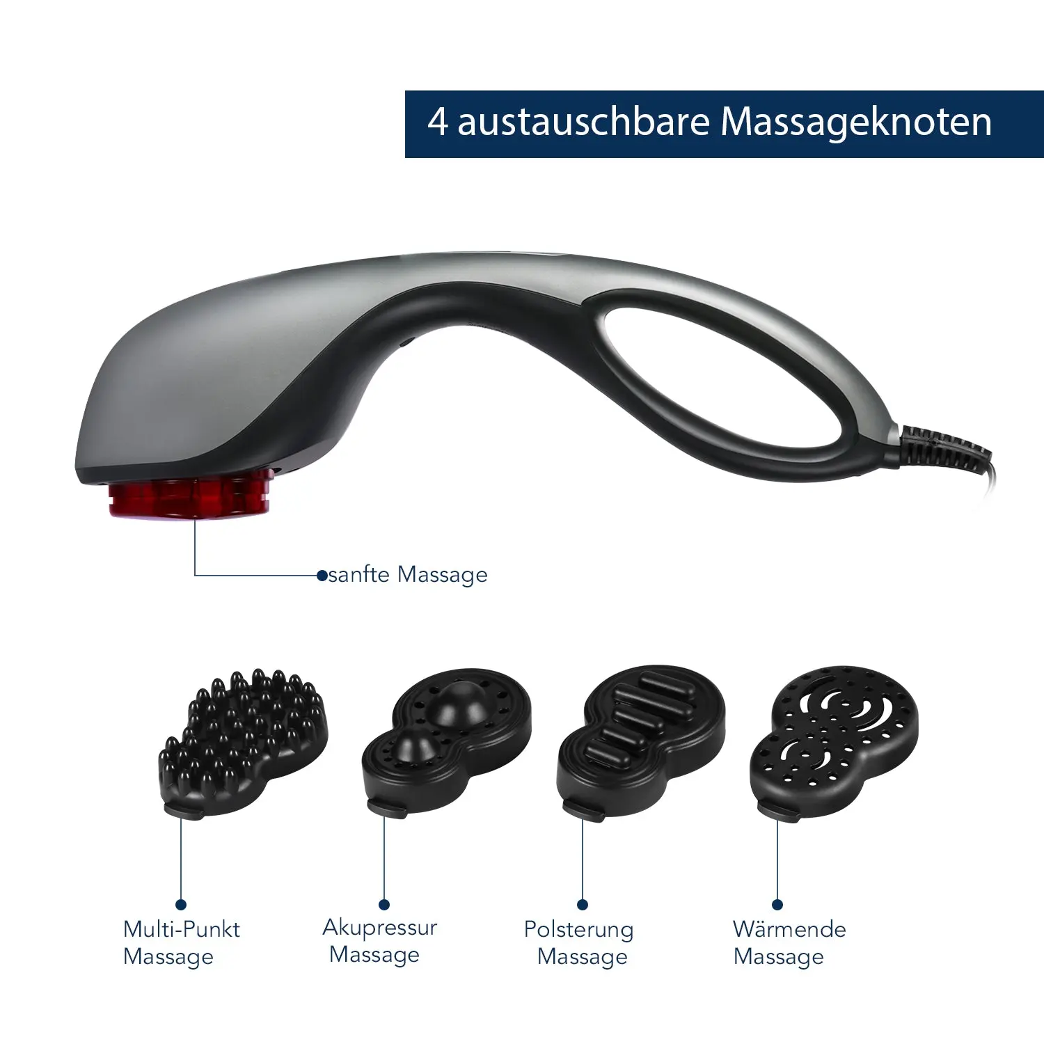 NAIPO Massagegerät Infrarot Wärmefunktion, 4 Aufsätze, verschiedene Intensitäten - Image 7