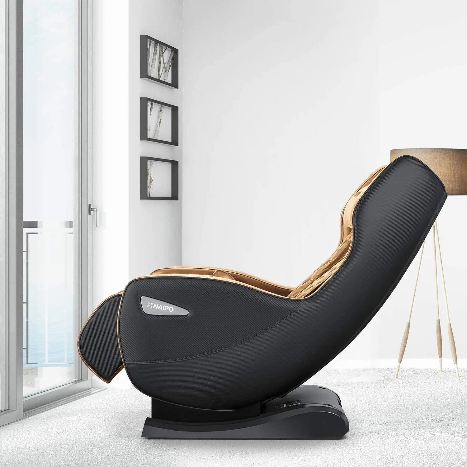 NAIPO Premium Massagesessel, Design-Award, Bluetooth, Liegefunktion, Space-Saving, Braun - Image 9